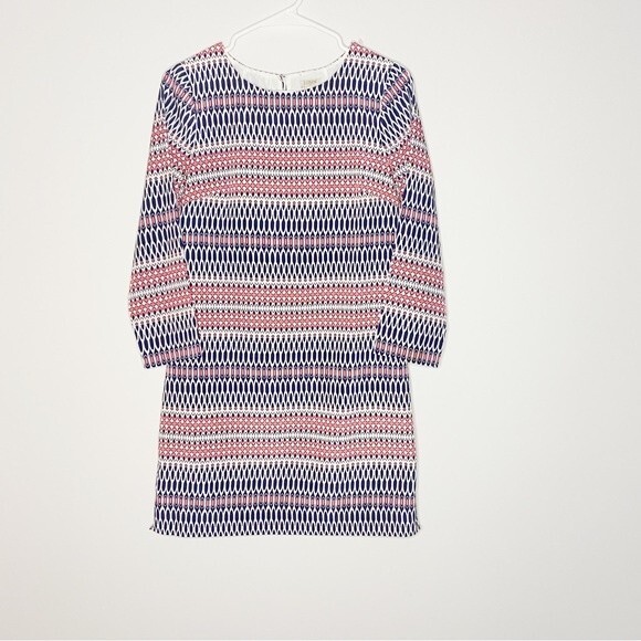 J. Crew Blue & Pink 3/4 Length Sleeves Mini Dress Size 0 - Picture 1 of 11